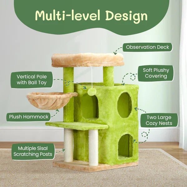 Cozy Cat Haven: 3-Inch Double-Layer Hammock in Vibrant Yellow-Green - Elevate Your Cat's Comfort & Playtime!