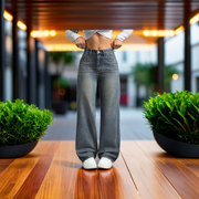 Women's Wide-Leg High-Waist Jeans with Multi-Pockets