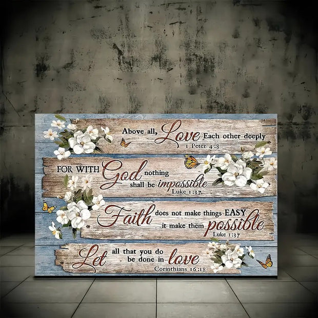Christian Bible Verses Wood Frame Canvas Art