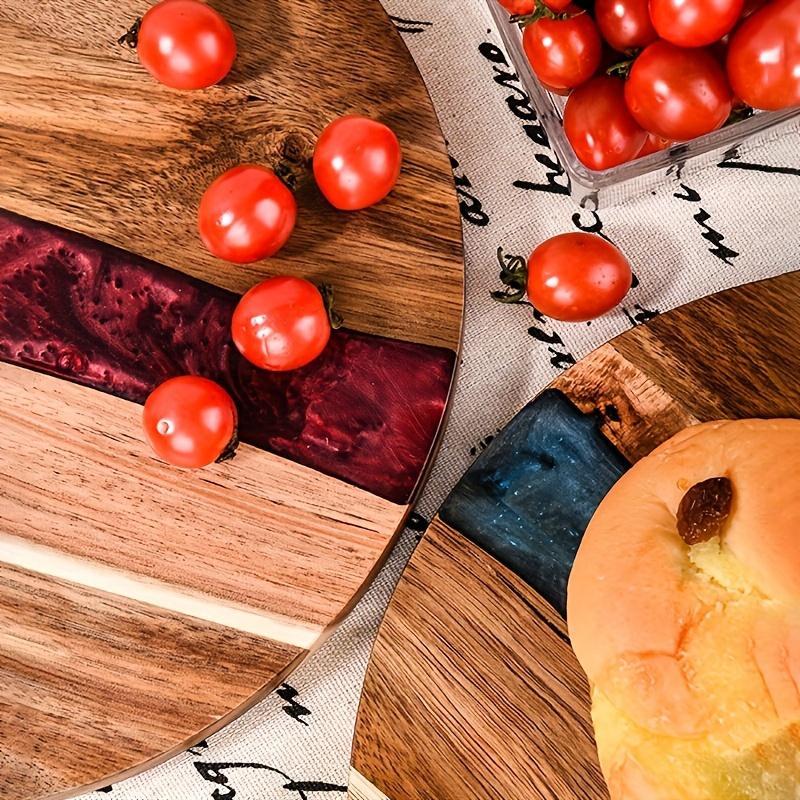 Acrylic Wood Resin Round Cutting Board - Elevate Your Kitchen with a Food-Safe Tray for Steak, Snacks, and Fruits!
