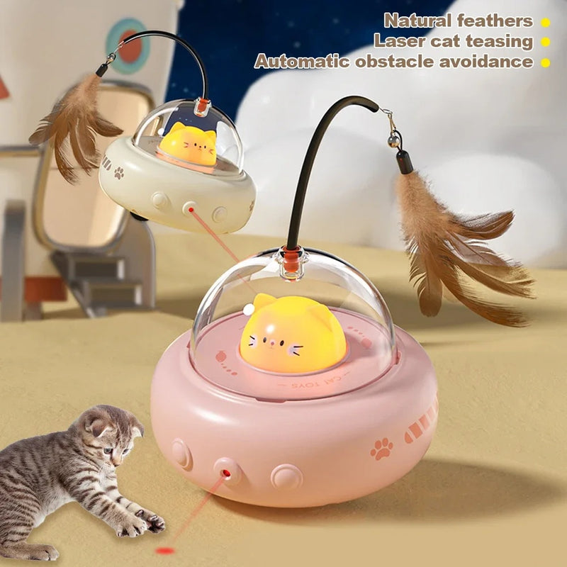 Smart UFO Cat Teaser Toy with Bell – Interactive Fun & Feather Training for Happy, Playful Cats!