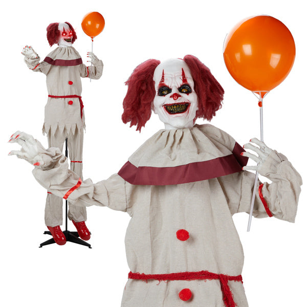 5.7ft Voice-Controlled Clown with Red Light & Sound - Perfect for Halloween Decor (Battery Not Included)