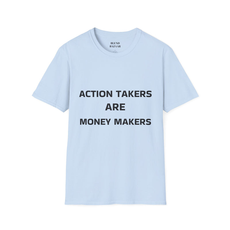 Light blue t-shirt with motivational text on a white background