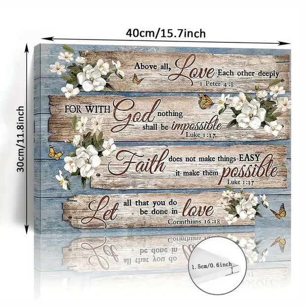 Christian Bible Verses Wood Frame Canvas Art