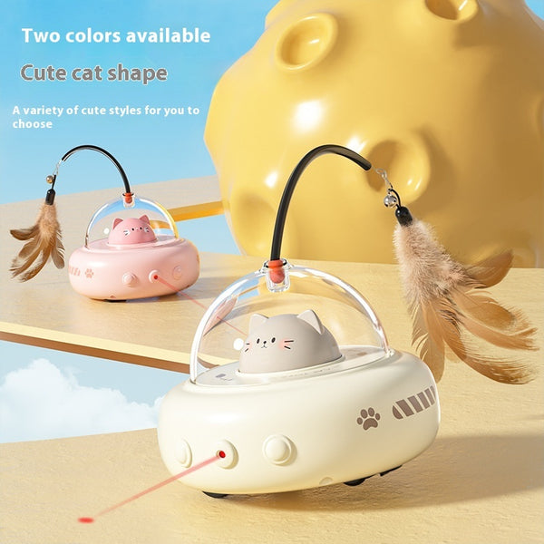 Smart UFO Cat Teaser Toy with Bell – Interactive Fun & Feather Training for Happy, Playful Cats!