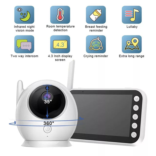 4.3" Inch Baby Monitor - Peace of Mind for Parents with Clear Vision and Night Vision Features