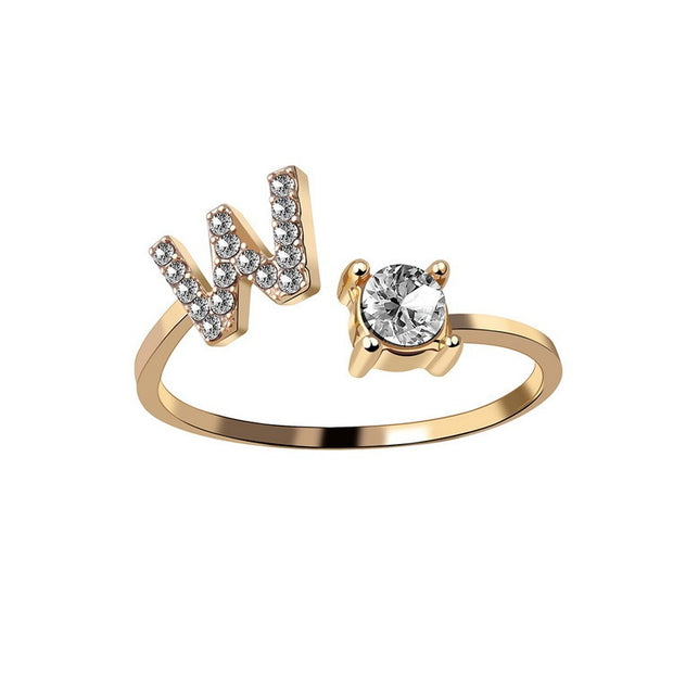 Alphabet Initial Letter Ring for Women - One Size Fashion Jewelry