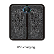 Digital scale with geometric pattern and USB charging indicator on a white background