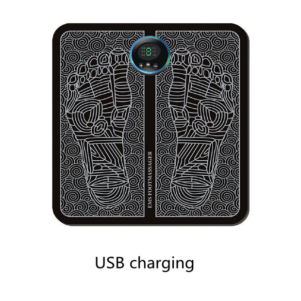 Digital scale with geometric pattern and USB charging indicator on a white background