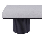 Light Grey Boucle Upholstered Bench with Bold Black Legs – Elevate Your Bedroom & Living Room Style Effortlessly!
