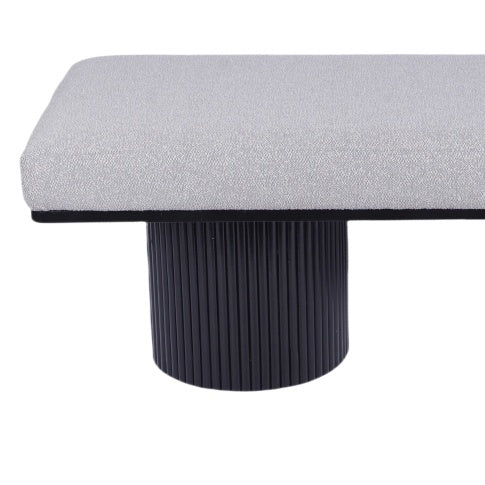 Light Grey Boucle Upholstered Bench with Bold Black Legs – Elevate Your Bedroom & Living Room Style Effortlessly!