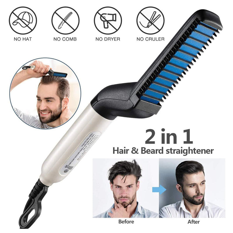 Style Your Hair with Confidence: Fast-Acting Electric Brush for Men - Perfect for Straightening, Curling & Detangling!