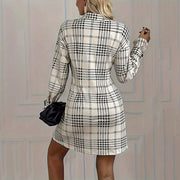 Women's Plaid Shirt Dress with Long Sleeves for Casual or Office Wear