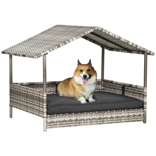 Stylish Rattan Dog House with Canopy – Perfect Outdoor Retreat for Small & Medium Dogs!