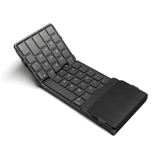 Black folding keyboard on a white background