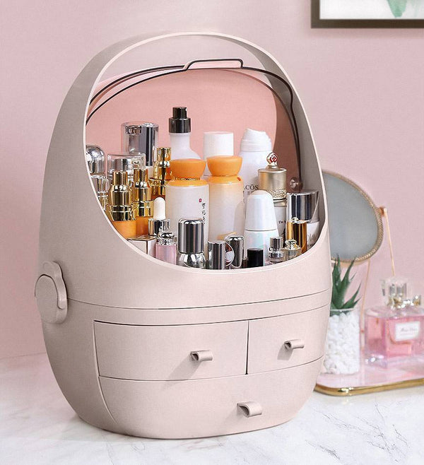 Ultimate Waterproof Cosmetic Organizer: Dust-Proof, Fully Open Lid for Effortless Access and Elegance
