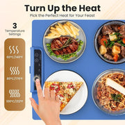 Electric warming tray section has light background