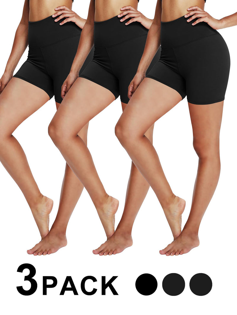 3 pack - High-Waisted Black High Waist Shorts for Ultimate Comfort &amp; Confidence - 3 Points Design