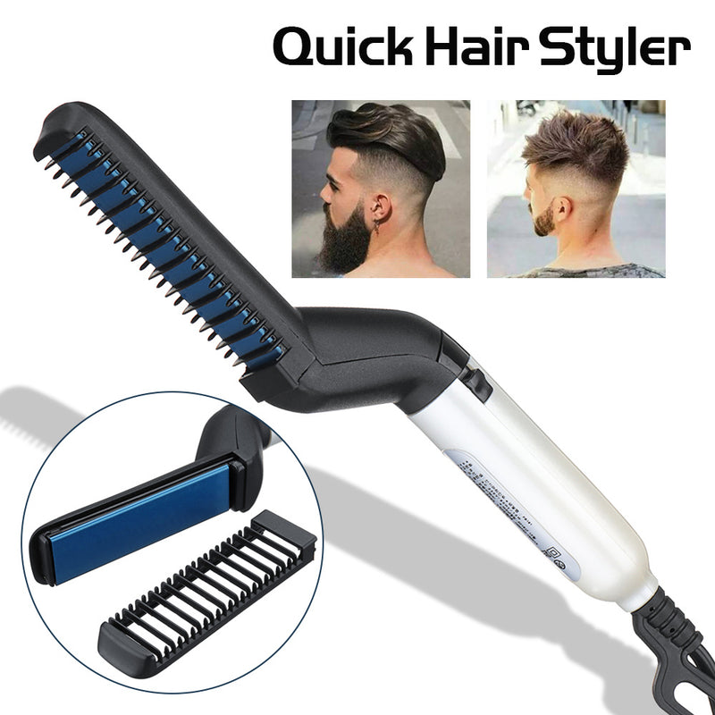 Style Your Hair with Confidence: Fast-Acting Electric Brush for Men - Perfect for Straightening, Curling & Detangling!