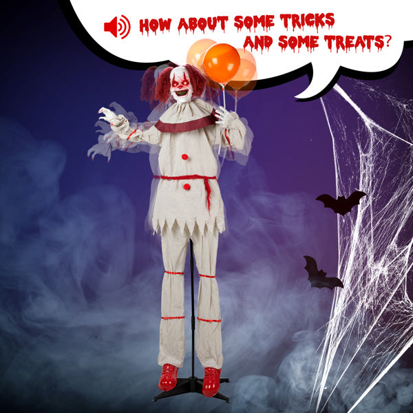 5.7ft Voice-Controlled Clown with Red Light & Sound - Perfect for Halloween Decor (Battery Not Included)