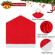 Red plush snowball hat with Christmas decorations on a white background