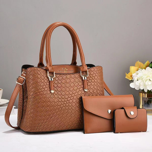 Always I Love You Woven Texture 3-Piece Bag Set - Stylish & Functional Luggage for Every Adventure
