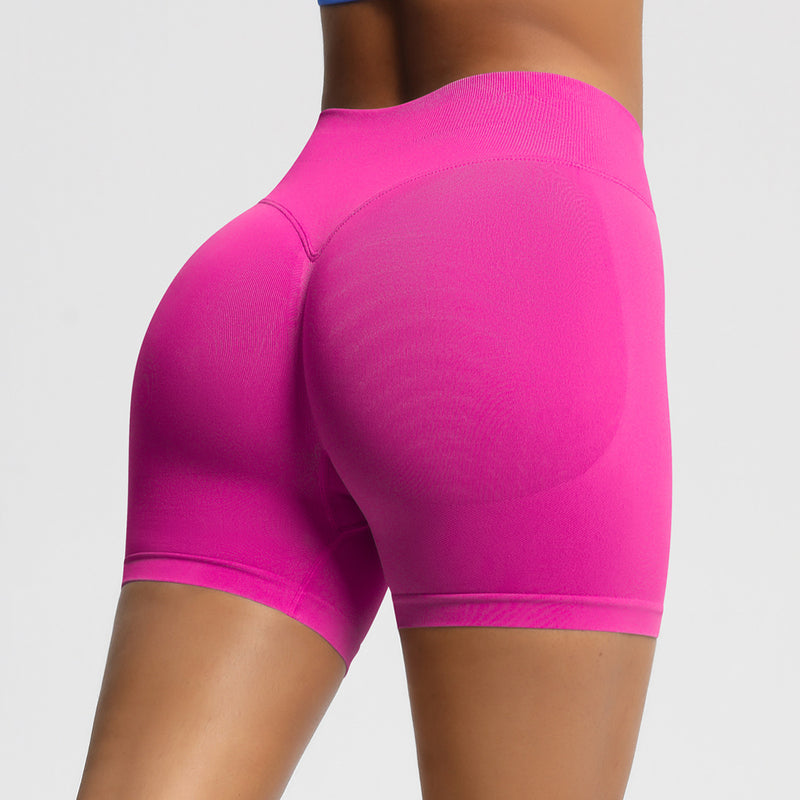 Seamless Three-section Waist Fitness Shorts Women's High Top Sports Yoga Shorts,Sizes: XS-XXL