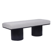 Light Grey Boucle Upholstered Bench with Bold Black Legs – Elevate Your Bedroom & Living Room Style Effortlessly!