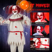 5.7ft Voice-Controlled Clown with Red Light & Sound - Perfect for Halloween Decor (Battery Not Included)