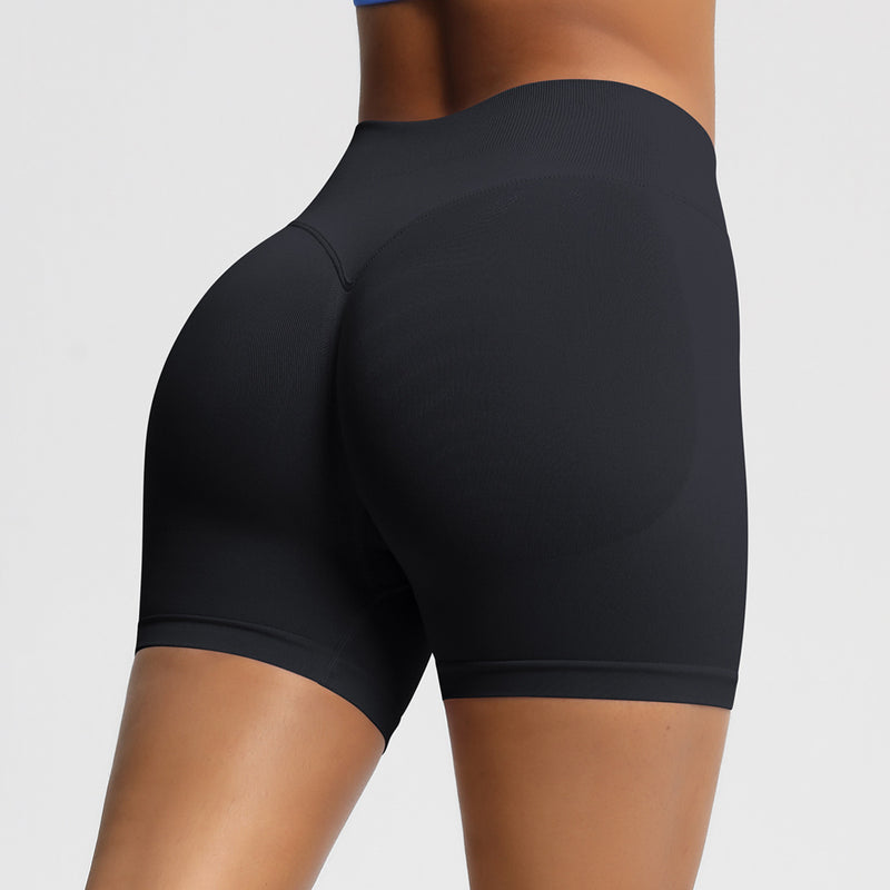Seamless Three-section Waist Fitness Shorts Women's High Top Sports Yoga Shorts,Sizes: XS-XXL