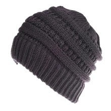 Mixed Color Knitted Wool Hat for Women - Non-labeled Ponytail Design for Comfort and Style