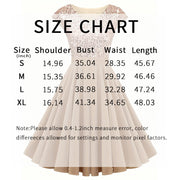Size chart for a dress with measurements in inches