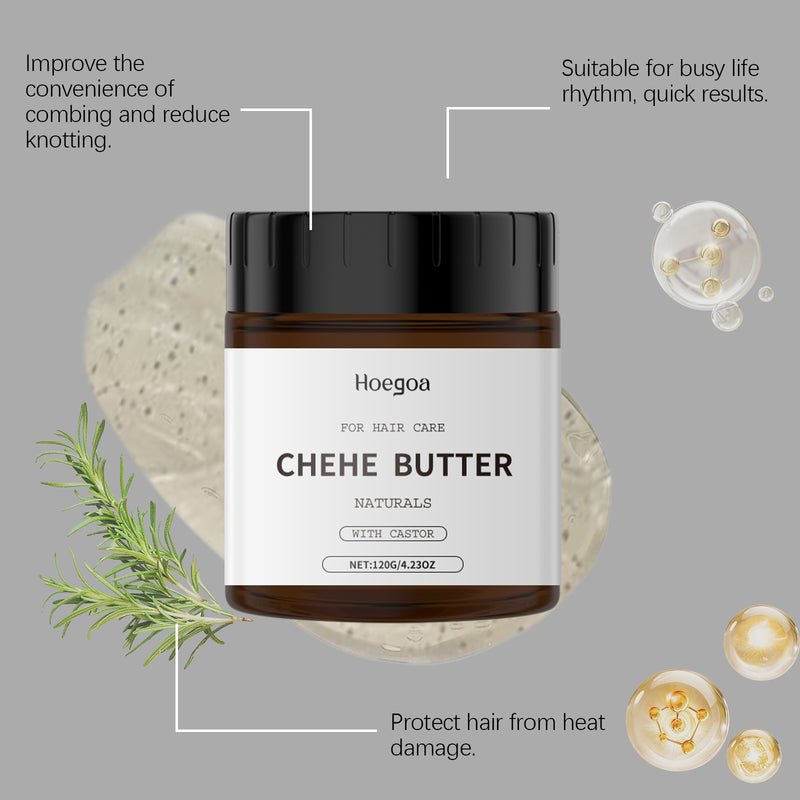 Jar of Hoegaoa Chehe Butter Naturals with text on a gray background