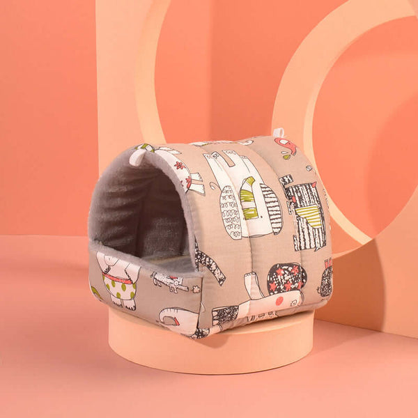 Pet bed with animal pattern on a pink background