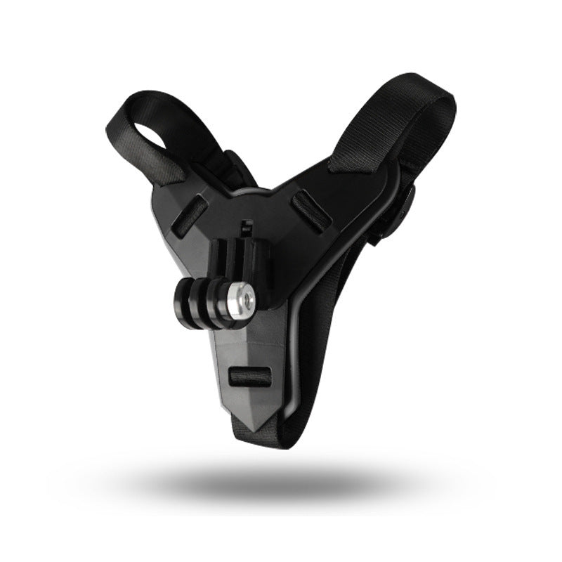 Black adjustable camera mount on a white background