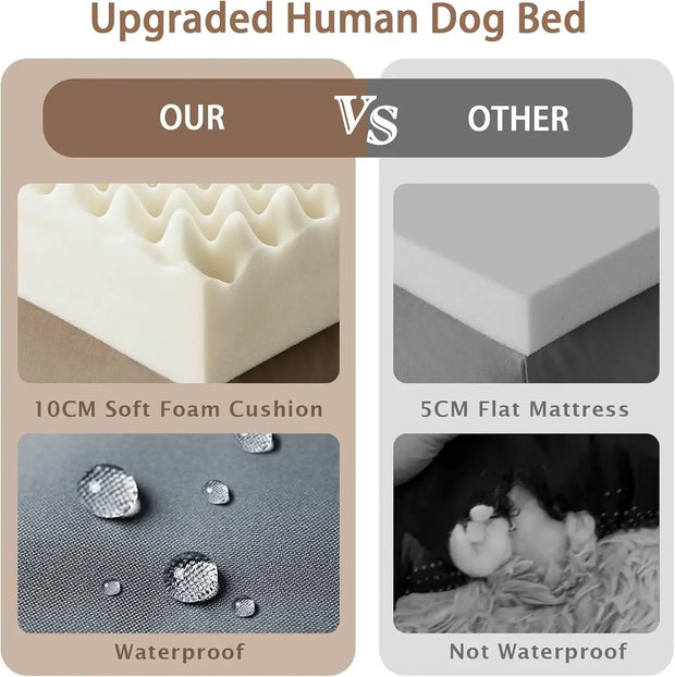 Human Size Thick Memory Foam Dog Bed for Ultimate Comfort and Support