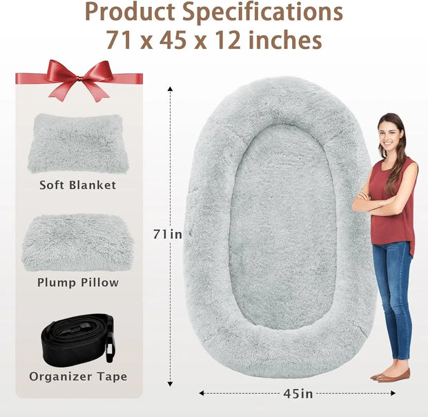 Human Size Thick Memory Foam Dog Bed for Ultimate Comfort and Support