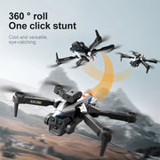 Drone performing a 360-degree roll with mountains in the background