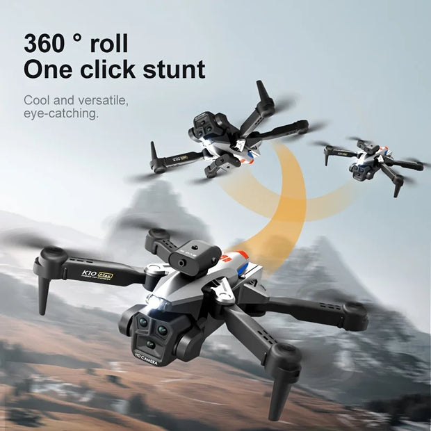 Drone performing a 360-degree roll with mountains in the background