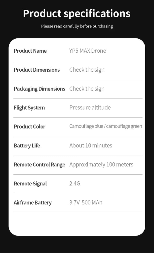 YP5 2.4G Remote Control Drone