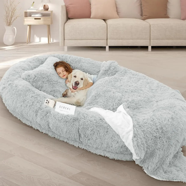 Human Size Thick Memory Foam Dog Bed for Ultimate Comfort and Support