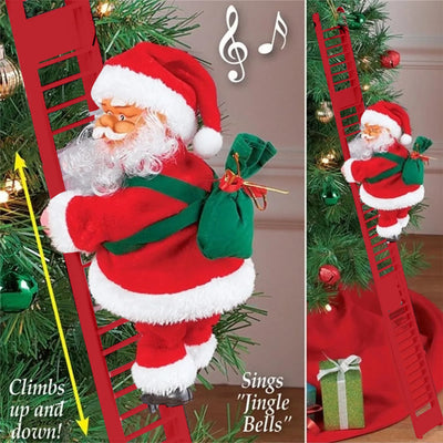 Electric Climbing Ladder Santa Claus with Music & LED Lights