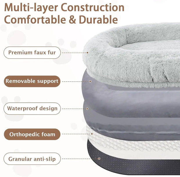 Human Size Thick Memory Foam Dog Bed for Ultimate Comfort and Support