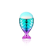 Mermaid-style egg-shaped product with blue and purple gradient on a white background