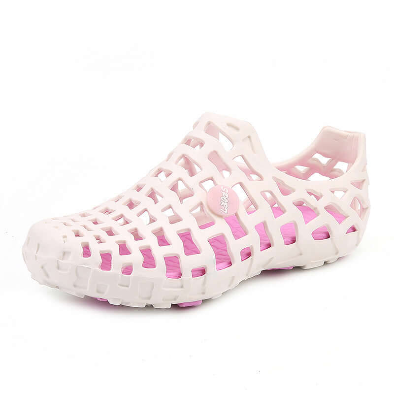 Pink and white sandal on a white background