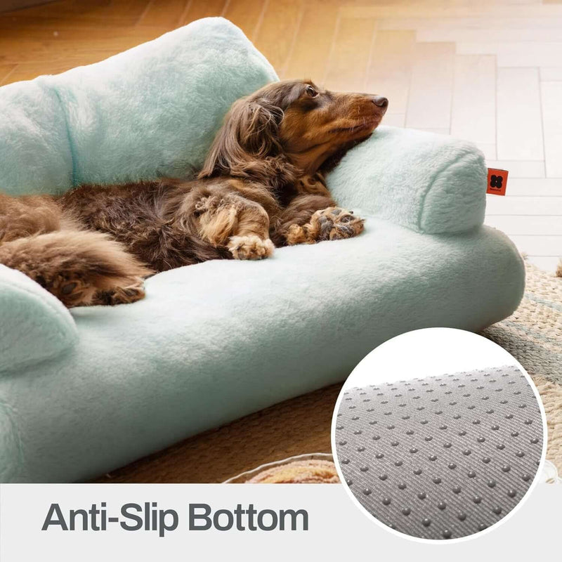 MEWOOFUN Cozy Blue Cat Bed - Washable Pet Couch for Indoor Cats & Small Dogs with Non-Slip Base, 26x19x13"