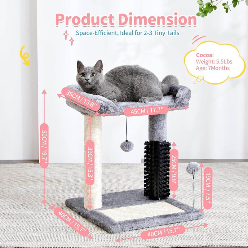 Ultimate 4-in-1 Cat Tree: Cozy Bed, Self-Grooming Brush & Sisal Post for Happy Indoor Kittens!