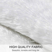 Close-up of high quality white fabric with text 'HIGH QUALITY FABRIC' and 'Beautiful, durable and long life'.
