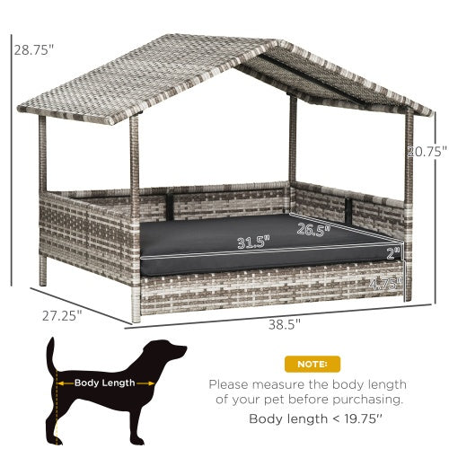 Stylish Rattan Dog House with Canopy – Perfect Outdoor Retreat for Small & Medium Dogs!