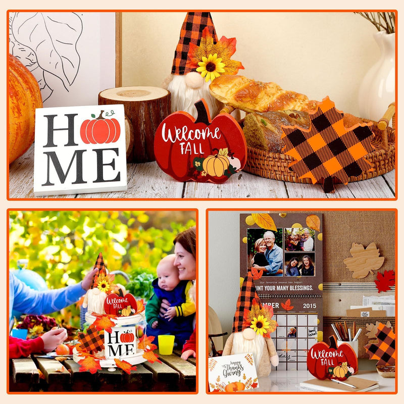 5PCS Fall Tiered Tray Decor